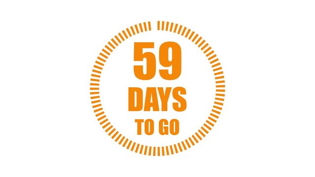 60 days to go motion graphics running numbers counting animation isolated on white background