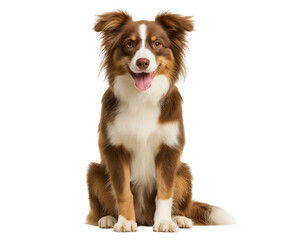 Fototapeta premium Happy Red Tri Australian Shepherd Puppy isolated on a transparent background