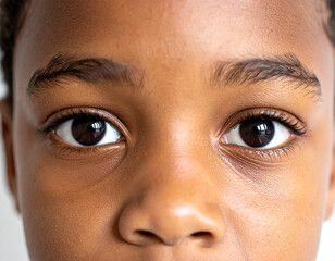 Naklejka premium Close-Up of Young Boy’s Curious Eyes