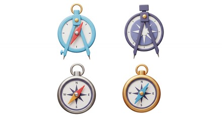 Set of colorful compass illustrations