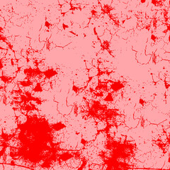 A vibrant red grunge background with a bold blood splatter design