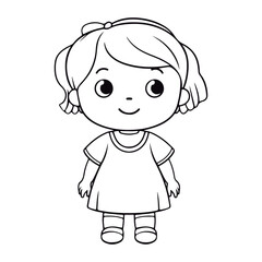 Obraz premium Coloring Page Of cartoon cute baby girl Coloring Book for kids.