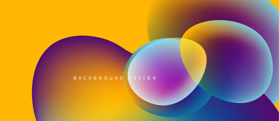 Abstract vibrant circles overlap, creating colorful gradients. Yellow background provides contrast, modern design element.