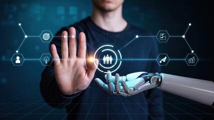 Human and robot collaboration in digital network interface