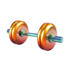 Vibrant 3D Rendered Dumbbell Isolated on White Background for Fitness and Strength Training Concepts transparent background