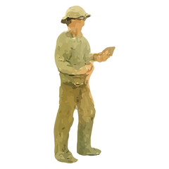 Fototapeta premium Fisherman Holding Fish Watercolor Illustration