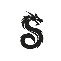 Dragon Silhouette: A mysterious and powerful symbol for strength and wisdom with dark background