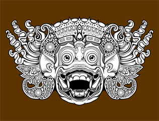 cultural full face mask illustration for your print