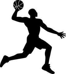 Obraz premium Basketball Player Dunking Silhouette Vector Black and White Minimalist Sports Illustration