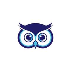 Obraz premium Modern owl logo symbol, stylized bird head vector icon.