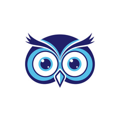 Modern owl logo symbol, stylized bird head vector icon.