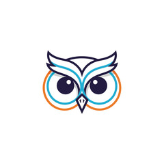 Modern owl logo symbol, stylized bird head vector icon.