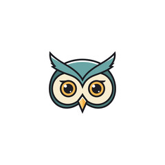 Modern owl logo symbol, stylized bird head vector icon.