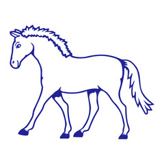 Horse running rider riding cute cartoon drawing