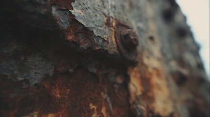 Close-up of aged metal surface revealing intricate rust patterns, showcasing industrial texture and history.