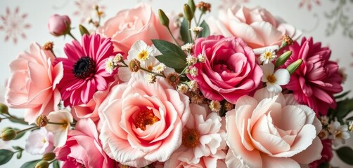 Fototapeta premium Elegant vintage floral bouquet wallpaper, soft hues, intricate details , vintage wallpaper, beautiful
