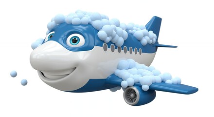 Cartoon airplane cleaning illustration