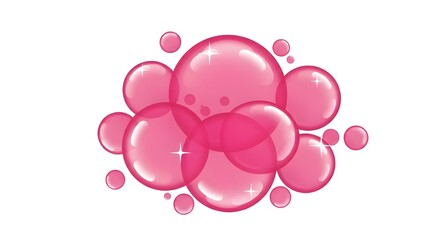 Fototapeta premium Lindas burbujas rosas en estilo de dibujos animados.