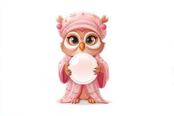 Fototapeta premium A wise owl gazes into a crystal ball, symbolizing deep knowledge, clairvoyance, mystery, and the unseen future.