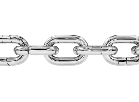 A close-up view of a polished metal chain