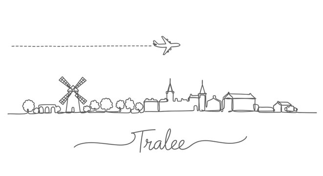Tralee Skyline Minimal with Ireland, Plane, and Travel.