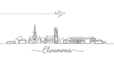 Fototapeta premium Claremorris with Ireland Skyline Vector art.