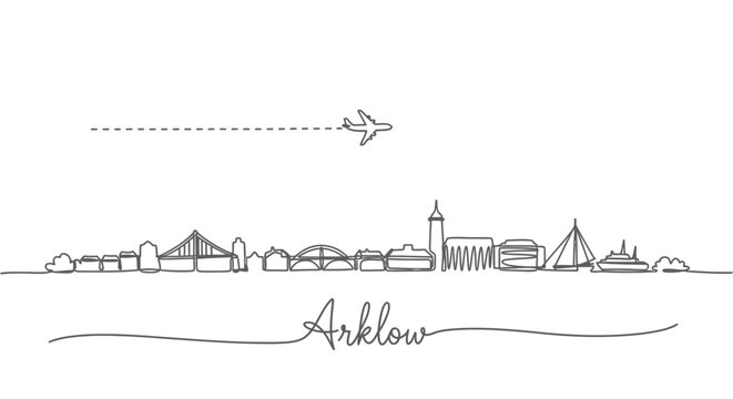 Arklow with Ireland Skyline vector Airplane.