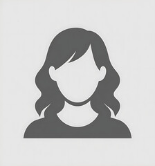 Stylized silhouette of a woman with wavy hair and a simple collar