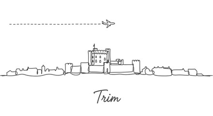 Fototapeta premium Trim Castle with Ireland Plane flies above.