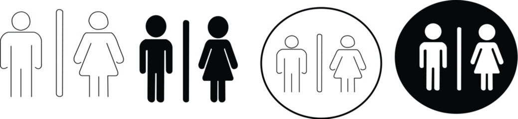 toilet icon set, Girls and boys restrooms sign and symbol. bathroom sign. wc, lavatory. man and woman icon flat. WC symbol. , vector illustration stock vector