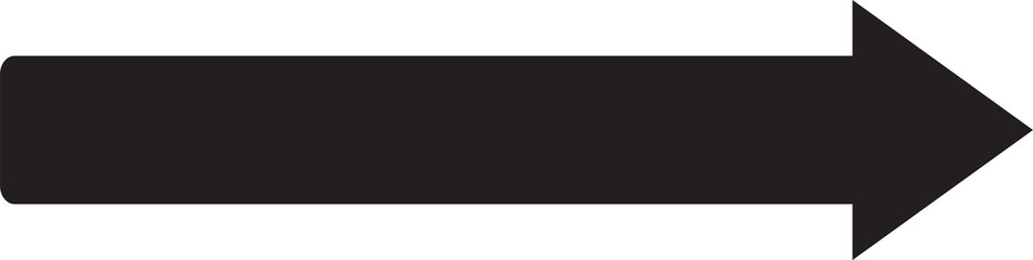 Obraz premium A solid black arrow pointing to the right on a black background simple design isolated on transparent background