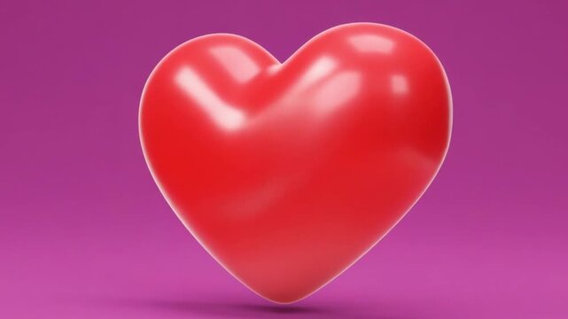 A 3D animated red heart shape beating and pulsing