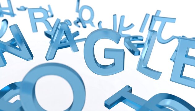 Light blue letters swirling