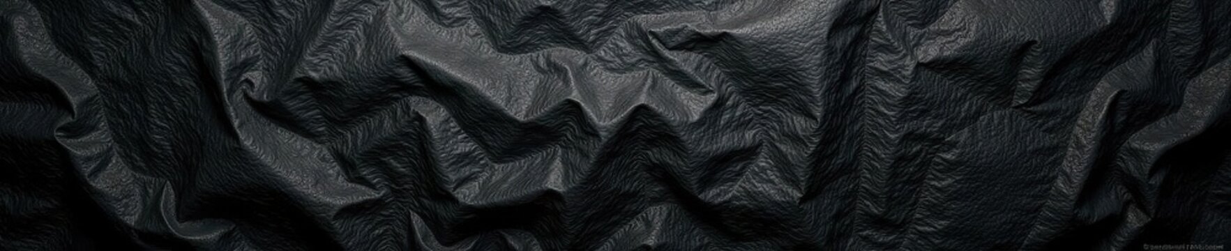 Wrinkled black leather backdrop, rich texture, abstract, glossy