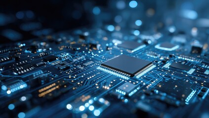 Close-up of circuit board with microchip