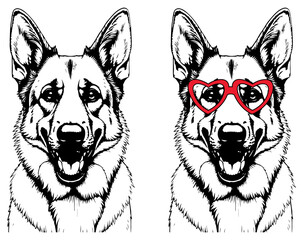 German Shepherd Dog Breed Heart Sunglasses