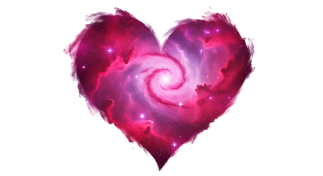 Heart shaped galaxy isolated on transparent background