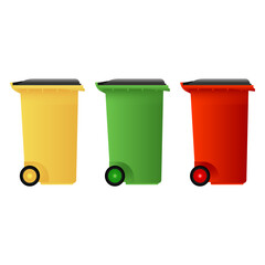 Waste sorting colored recycling containers. Vector illustration
