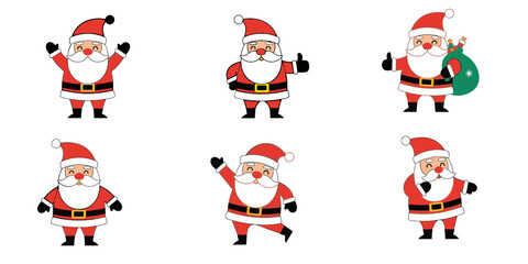 A set of cute Santa Claus celebrating Christmas vector eps 10