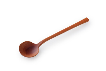 木のスプーン(白背景)　Wooden Spoon on White Background