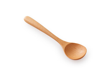 木のスプーン(白背景)　Wooden Spoon on White Background