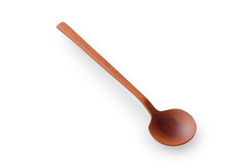 木のスプーン(白背景)　Wooden Spoon on White Background