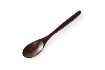 木のスプーン(白背景)　Wooden Spoon on White Background