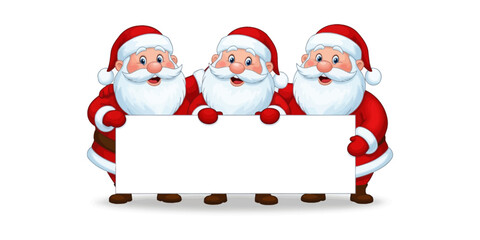 Santa Claus cartoon character peeking out from behind a sign vector illustration