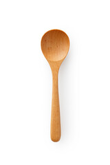 木のスプーン(白背景)　Wooden Spoon on White Background