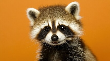Fototapeta premium Cute raccoon wrapped in a yellow knitted blanket (for pet - themed design, warm scene illustration, children - related materials, etc.)