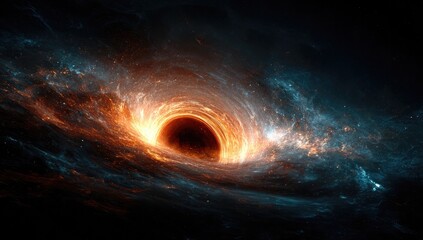 Fototapeta premium Cosmic black hole vortex in swirling nebula