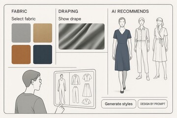 Exploring Virtual Fashion Design: Selecting Fabrics, Draping Techniques, and AI-Recommended Styles for Unique Outfits