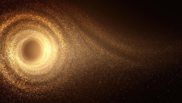 Golden swirling particles around a central light
