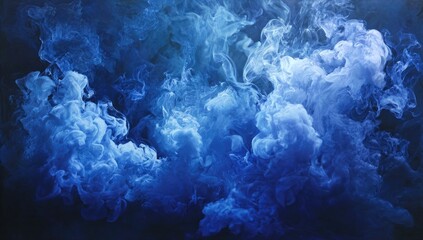 Abstract swirls of deep blue smoke